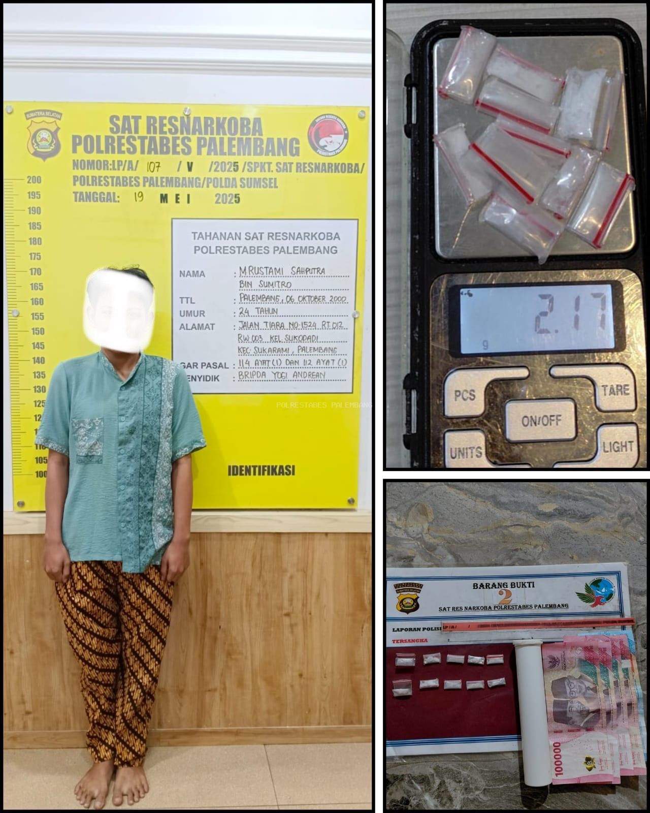 Satresnarkoba Polrestabes Palembang Amankan Mahasiswa Pengedar Sabu di Sukarami