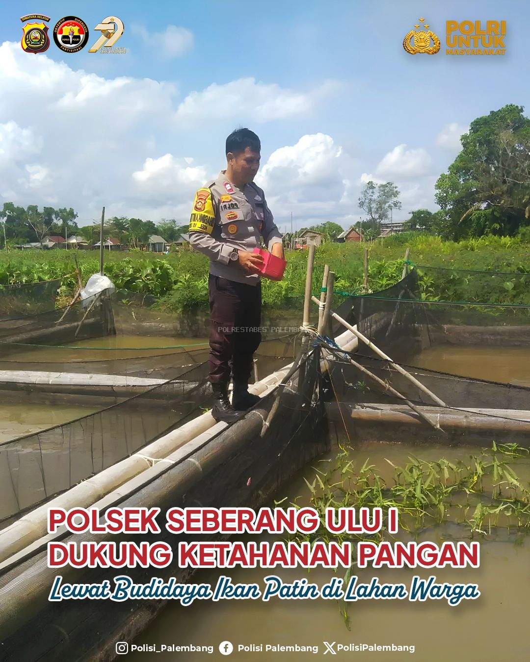 Polsek Seberang Ulu I Dukung Ketahanan Pangan Lewat Budidaya Ikan Patin di Lahan Warga