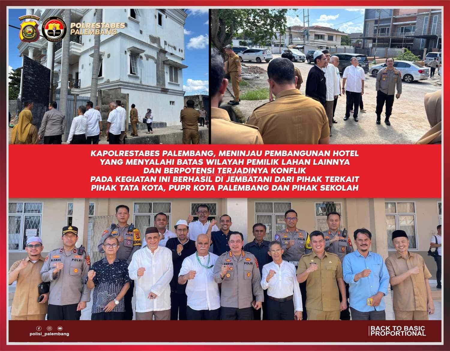 Cegah Konflik Lahan, Kapolrestabes Palembang Tinjau Proyek Hotel yang Diduga Langgar Batas Wilayah
