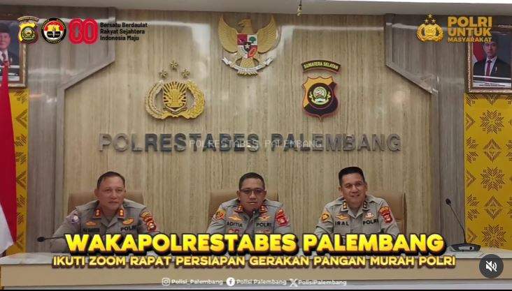 Wakapolrestabes Palembang Ikuti Zoom Rapat Persiapan Gerakan Pangan Murah Polri