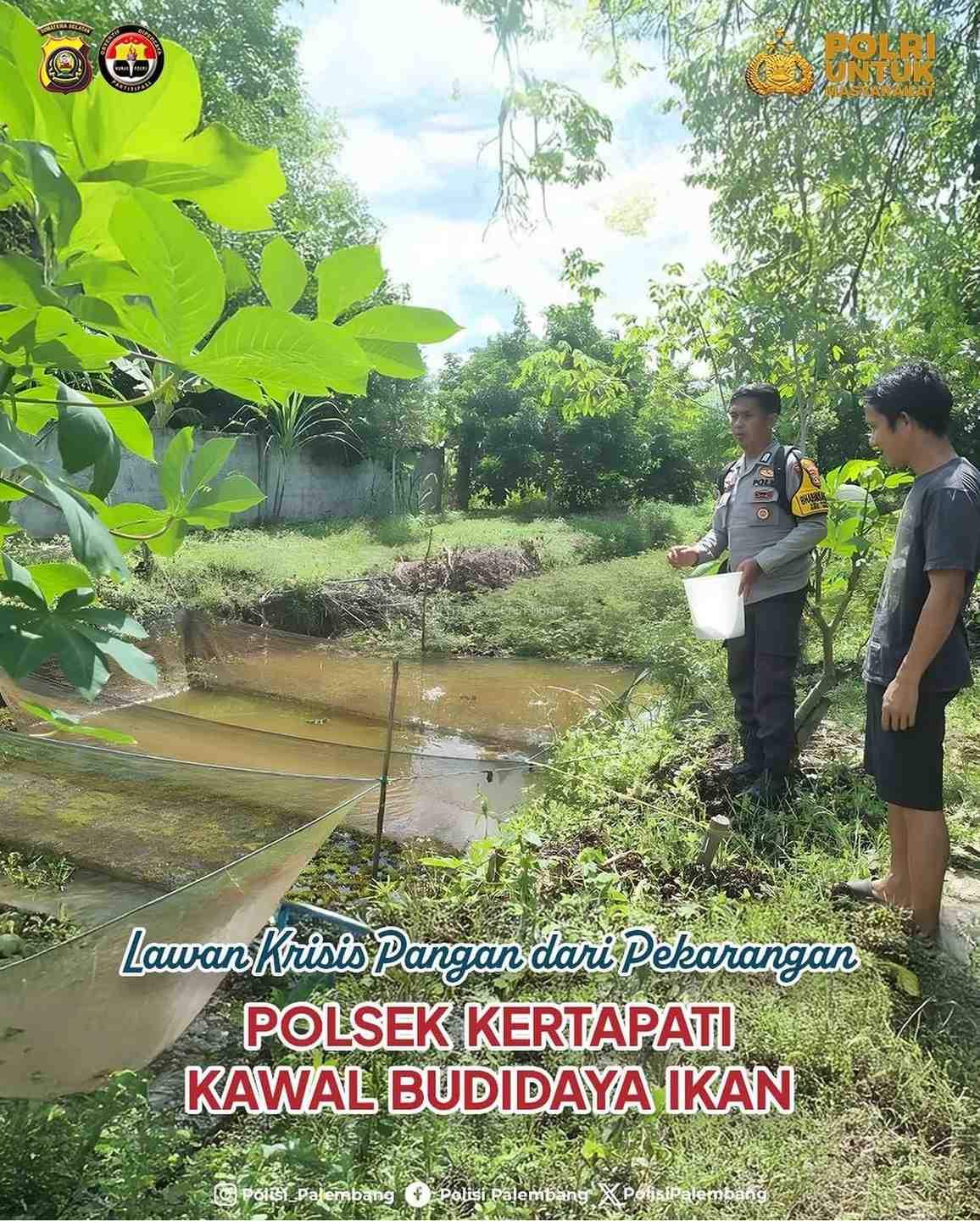 Lawan Krisis Pangan dari Pekarangan, Polsek Kertapati Kawal Budidaya Ikan