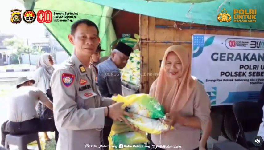 Polsek Seberang Ulu II Gelar Gerakan Pangan Murah, Sediakan 6 Ton Beras untuk Warga