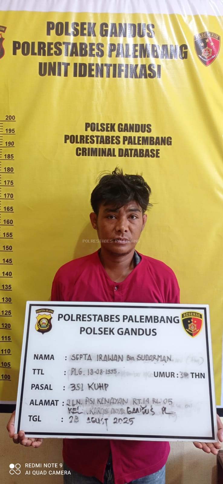 Polsek Gandus Ungkap Kasus Penganiayaan di Wilayah Karang Anyar